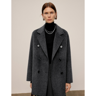 MM麦家高原山羊绒双面毛呢大衣短款 5G9970341 外套25秋冬新款