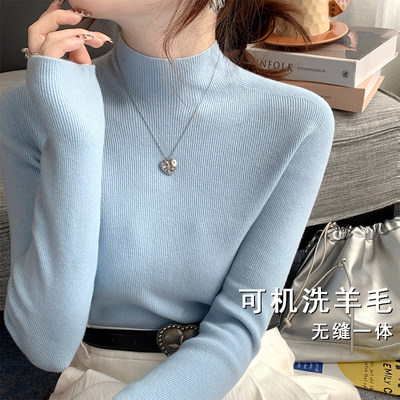 蓝色打底衫2025新款女半