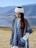 西北民族风旅游穿搭斗篷针织披肩春秋冬围巾女西藏新疆毯子披风女