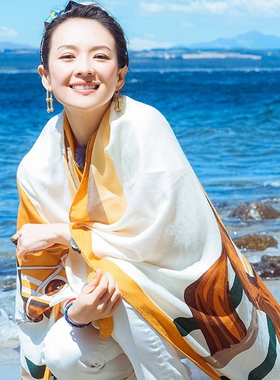 簇楪夏季旅游复古民族女围巾
