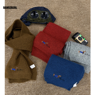 童装冬季可爱仿羊绒腊肠狗刺绣围脖柔软亲肤围巾保暖冬儿童披肩