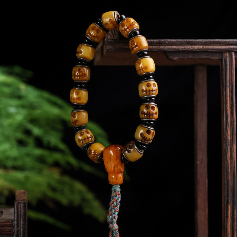 天然牛骨雕刻阿呆手串牦牛骨尸陀林主佛珠民族风文玩男女款手链