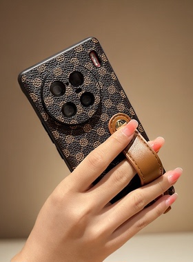 适用vivox90手机壳新款腕带x90pro+外壳镜头全包欧美s皮革支架保护套皮质曲面版男女款高颜值防摔por