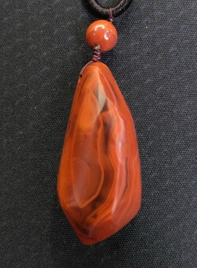 五形菩提-心镜-天然保真凉山南红柿子红火焰红吊坠玛瑙男女A8