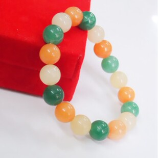 绿东陵红东陵黄玉福禄寿手链多宝玉石三色手串糖果色少女款10mm