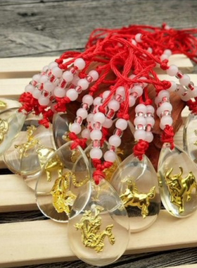 大号 晶美金水晶包金吊坠观音佛12生肖镶黄金项坠红绳项链小商品