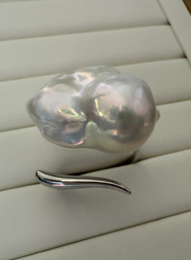 天然淡水巴洛克珍珠戒指925银戒指一物一图