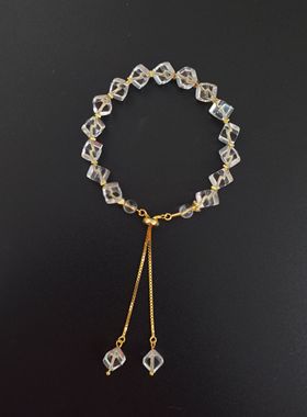 轻奢流苏吊坠白水晶手链s925银