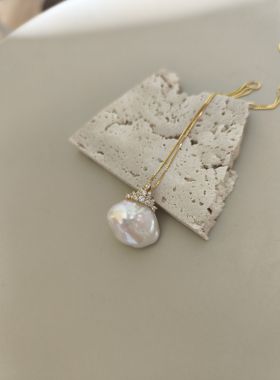 天然淡水珍珠巴洛克吊坠 配件925银 孤品一物一图