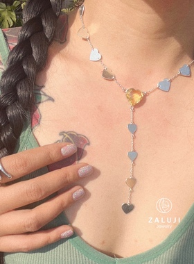 杂露集自制独立原创设计纯手工制作少女心黄水晶夏日项链