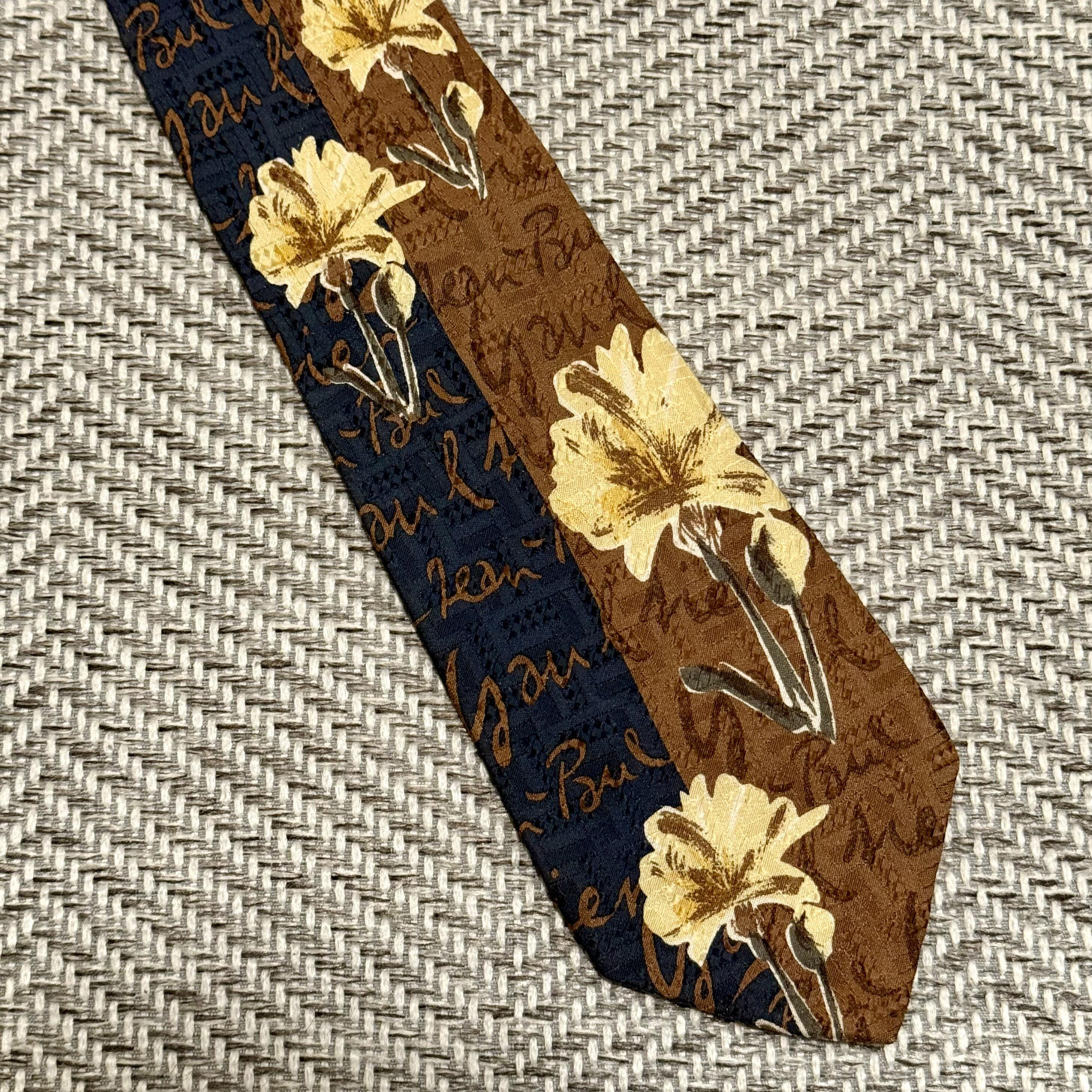 复古花卉丝质男士商务领带棕色