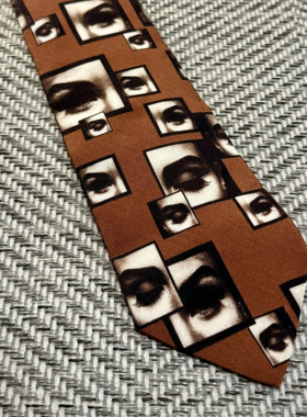 复古印花领带男士时尚个性多图案棕色领带潮流配饰