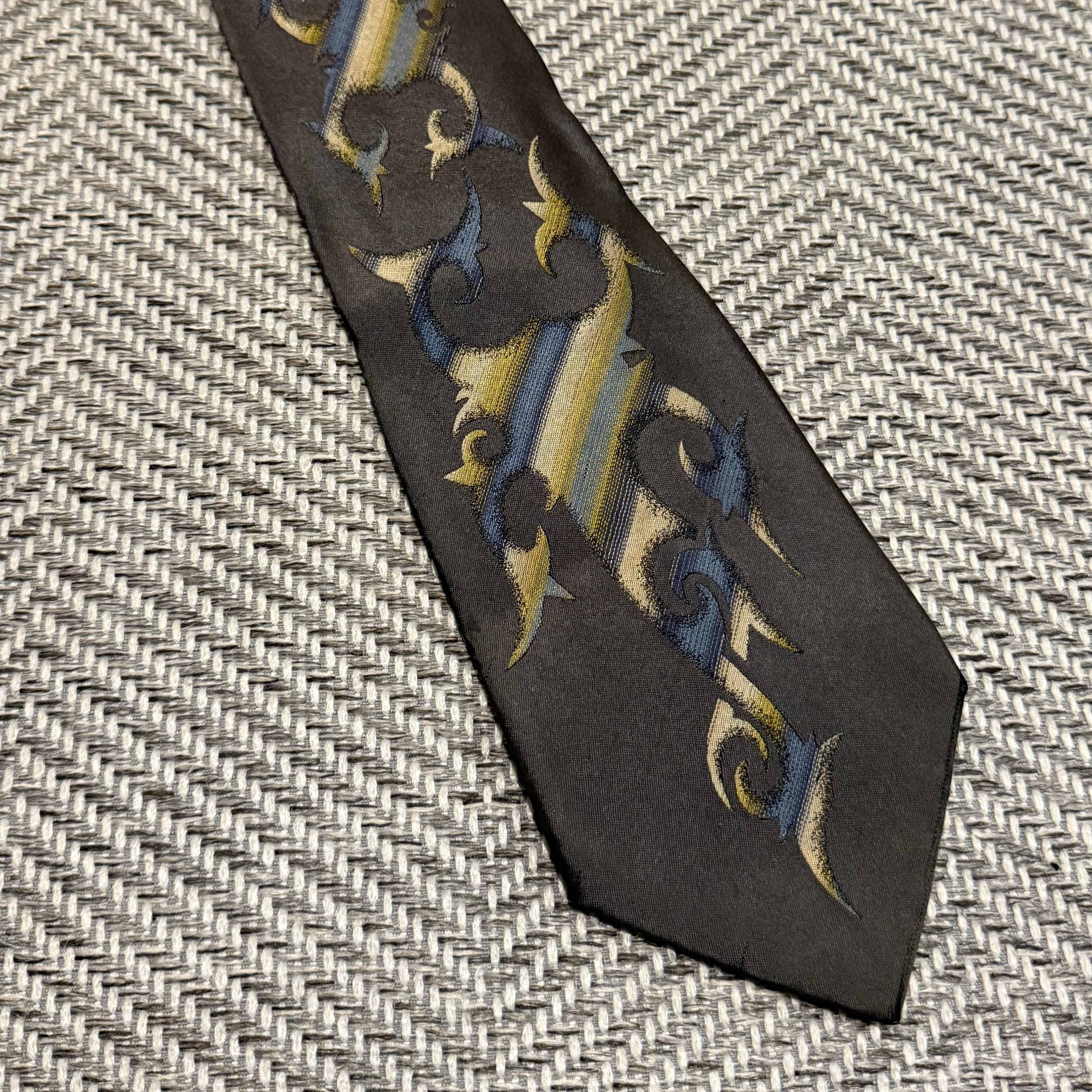 商务轻奢真丝复古字母领带黑色