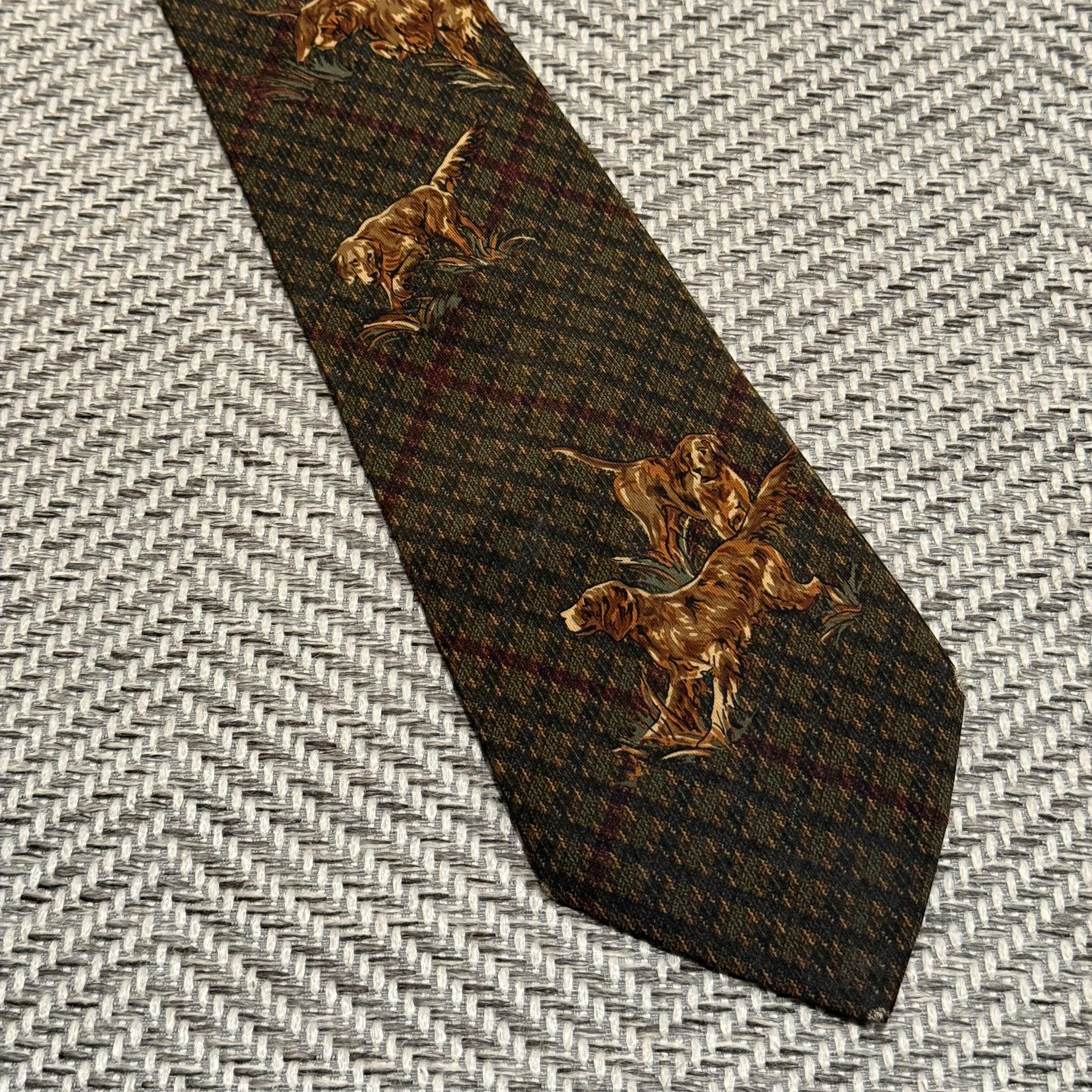 复古轻奢猎犬印花丝绸领带