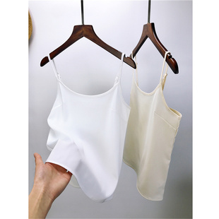 珍珠雪纺纱小吊带防透视内搭内衬可单穿白色细肩带可调节小背心女