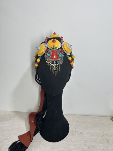 定制民族藏族舞蹈头饰纯手工串珠