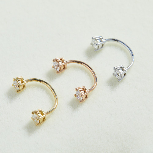 18K金钻石双面螺丝耳钉