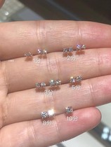 Real Diamond 18K gold four claw diamond small ear nail 1:2:3:5:8:10 rose gold screw screw ear bone nail