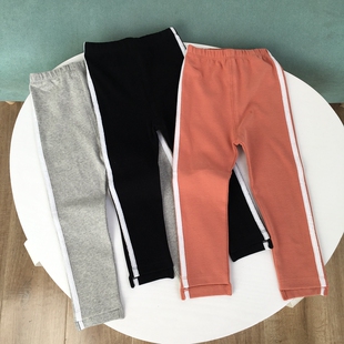 幼儿园运动裤 纯棉带弹性休闲杠杠裤 打底裤 130男女宝宝春夏长裤