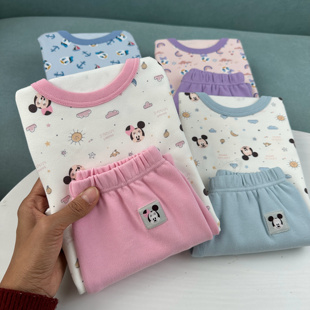 100-150儿童纯棉家居服套装无骨带弹力男女童睡衣裤卡通可爱打底