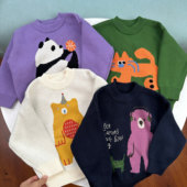 打底宝宝全棉毛衫 秋冬季 洋气 150儿童纯棉毛衣男女童套头针织衫