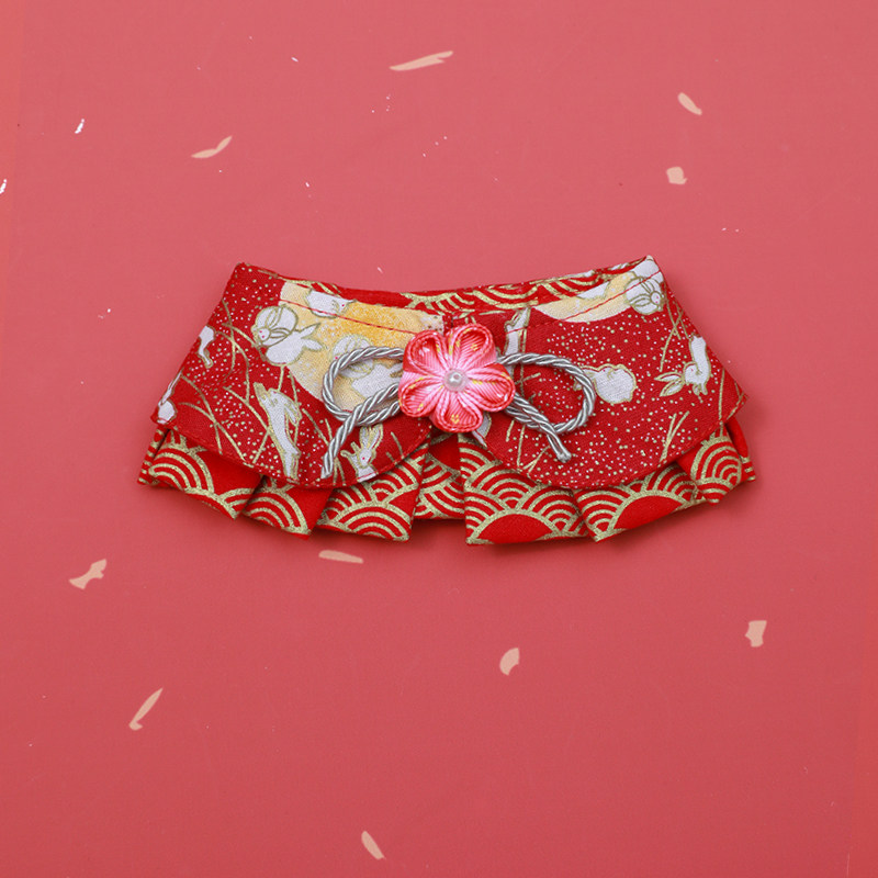 新款圣诞节宠物围兜猫咪狗狗新年花朵元宝围脖可爱节日装扮饰品