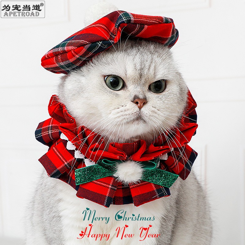 圣诞节新年帽子围脖猫狗