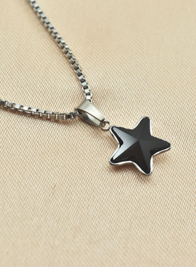 五角星吊坠项链水晶吊坠钛钢链条