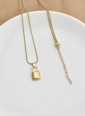 金色锁头吊坠细链锁骨链女百搭