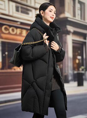 2026冬季新款加厚黑色羽绒服女洋气韩版大码宽松中长款面包服外套