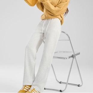 女装 重磅高品质 秋季 新款 垂感 宽松运动直筒阔腿空气棉休闲长裤