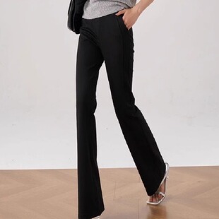 立体质感锦棉弹力微喇长裤 宽松休闲裤 新款 女装 人鱼超模裤 春季