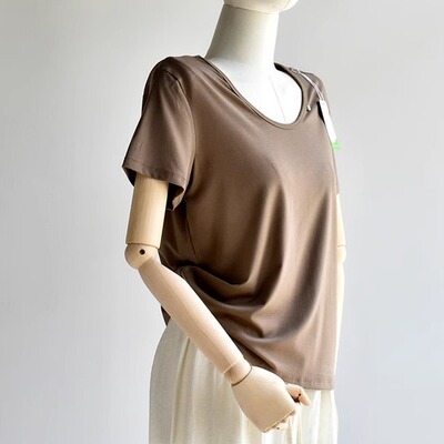 【优可丝随便T】新款超弹优可丝宽松显瘦短款T恤女夏U领短袖上衣