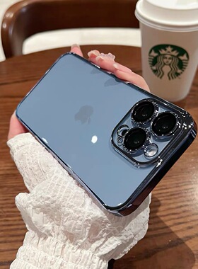适用苹果14手机壳新款自带镜头膜iphone14promax保护套电镀13ProM