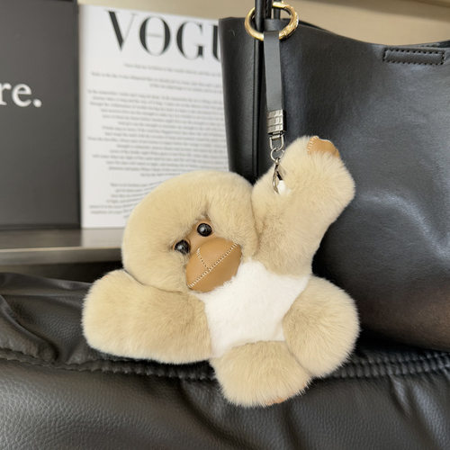 真獭兔毛可爱小猴子汽车钥匙扣挂件ins网红毛绒公仔包包挂饰礼物