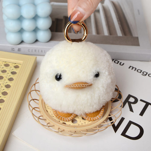 韩国蛋蛋鸡仔鸭仔 可爱软萌羊羔毛 腮红小鸡车钥匙扣包挂件挂饰