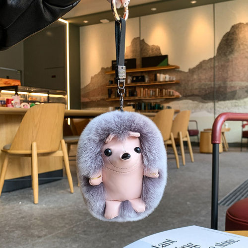 真獭兔毛小刺猬汽车钥匙扣挂件可爱毛绒个性玩偶书包包挂饰礼物女