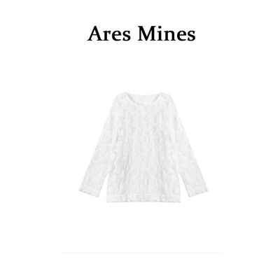 【盛朗熙Ares Mines】棉花糖 松弛刺绣提花镂空针织花朵长袖罩衫