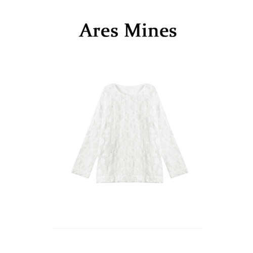 【盛朗熙Ares Mines】棉花糖 松弛刺绣提花镂空针织花朵长袖罩衫