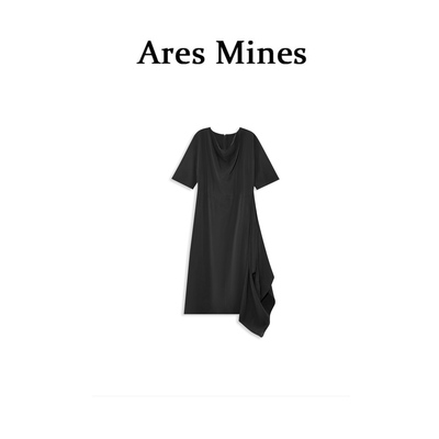 【盛朗熙Ares Mines】无尽假日 不规则设计肌理感纯色短袖连衣裙
