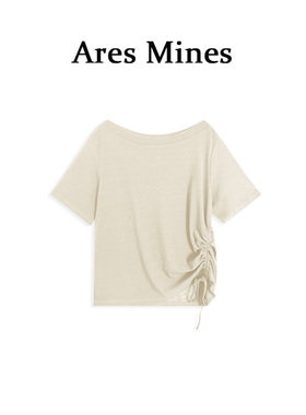 【盛朗熙Ares Mines】随风曳影 极简凉感绑带抽绳圆领短袖一字肩