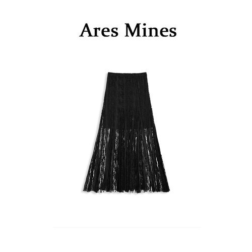 【盛朗熙Ares Mines】薄暮纱影 三宅风复古不规则蕾丝百褶半身裙