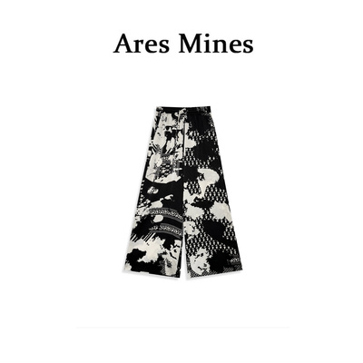 【盛朗熙Ares Mines】歌剧魅影 慵懒奢感复古印花高腰休闲阔腿裤