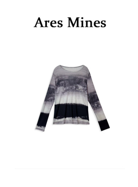 【盛朗熙Ares Mines】烟雨江南 水墨风基础款撞色圆领长袖T恤罩衫