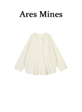 【盛朗熙Ares Mines】北欧环游 秋冬飘带纯色V领宽松拉毛毛衣女