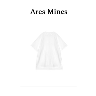 即兴留白 盛朗熙Ares Mines T恤 极简纯色麻感不规则开叉短袖