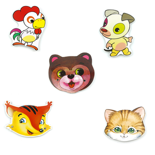 小熊请客动物头饰道具儿童舞台表演童话故事狐狸公鸡小猫小狗面具