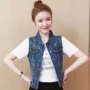 Mùa xuân và hè 2019 áo vest mới rộng kích thước lớn chất béo MM denim vest Áo khoác nữ nhỏ Hàn Quốc - Áo vest áo khoác đẹp