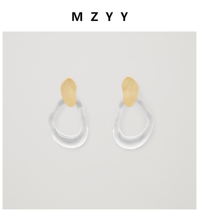 MZYY透明小清新不规则玻璃耳环C