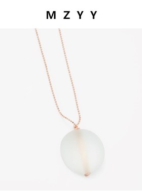 玫瑰金玻璃球毛衣链项链